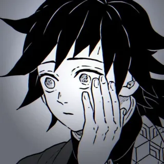 😧 4f4a5581 Giyu Tomioka Demon Slayer 애니메이션, 만화, 귀멸의 칼날, 토미오카 기유, 캐릭터, 팬아트 telegram sticker