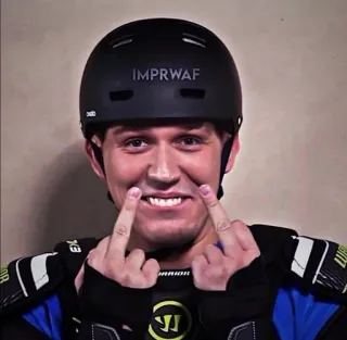 🖕 8c8f973e IMPRWAF 모욕적인 제스처, 가운데 손가락, 헬멧, 남자, 하키, 스포츠 telegram sticker