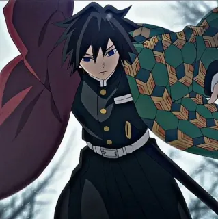 😚 aeb68984 Giyu Tomioka Demon Slayer 애니메이션, 귀멸의 칼날, 토미오카 기유, 물의 호흡, 칼, 일본 애니메이션, 만화 telegram sticker