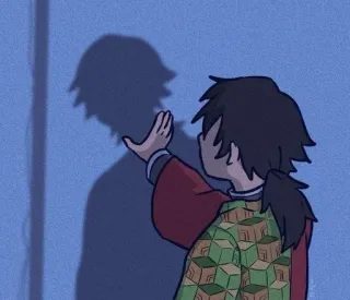 😖 b8cb4d33 Giyu Tomioka Demon Slayer 애니메이션, 귀멸의 칼날, 토미오카 기유, 그림자, 손 telegram sticker