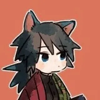 ☹️ d053755e Giyu Tomioka Demon Slayer 애니메이션, 귀멸의 칼날, 토미오카 기유, 치비, 고양이 귀, 팬아트 telegram sticker