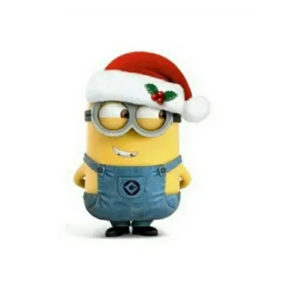 🎅 0dadc573 Minion minion, natal, topi santa, karakter kartun, meriah, liburan, lucu, kuning whatsapp sticker