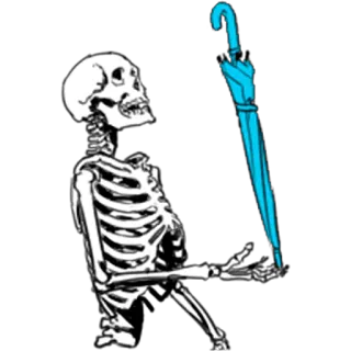 🌂 221f055d skeleton, umbrella, bones, weather, death, cartoon, whimsical telegram sticker