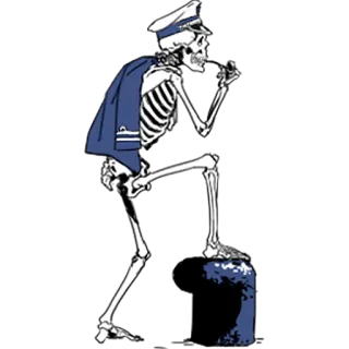 ⛴ 46b8a60a skeleton, captain, officer, military, skull, death telegram sticker