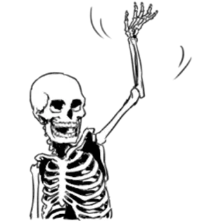 👋 52c81e23 skeleton, halloween, greeting, waving, bones, spooky, death, scary telegram sticker