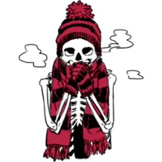 🥶 b49eff44 skeleton, winter, cold, hat, scarf, bones telegram sticker