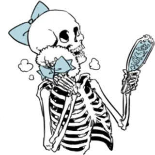 😍 f0255a6c skeleton, makeup, beauty, mirror, bow, bones, cartoon telegram sticker