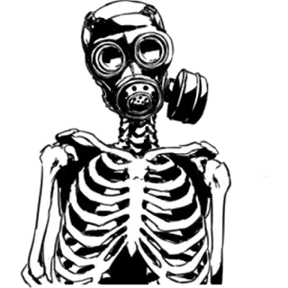 ⛽️ 314c2344 esqueleto, máscara de gás, morte, assustador, arrepiante, halloween, caveira telegram sticker