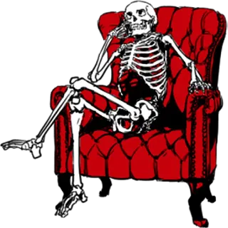 😎 5b612e36 esqueleto, cadeira, vermelho, assustador, ossos, anatomia, morto, morte telegram sticker