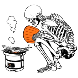 🐟 167a27d1 scheletro, griglia, cucina, umorismo, osso, morte, estate, barbecue telegram sticker