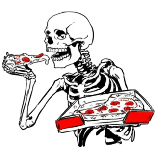 🍕 6df4871d scheletro, pizza, cibo, teschio, halloween, morte, mangiare, ossa telegram sticker