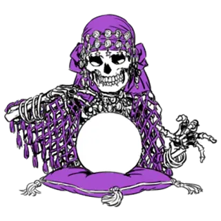 🔮 75d9c87b scheletro, indovina, sfera di cristallo, occulto, magia, halloween telegram sticker