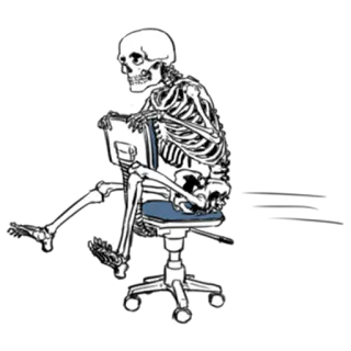 🪑 c4801027 scheletro, ossa, morte, anatomia, ufficio, sedia, portablocco telegram sticker