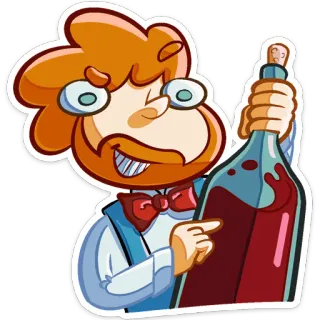 🍷 cc4774b8 wine, red wine, drink, beverage, cartoon, waiter, alcohol whatsapp sticker