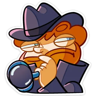 🤔 cee029da detective, investigator, mystery, cartoon, hat, magnifying glass, cartoon character whatsapp sticker
