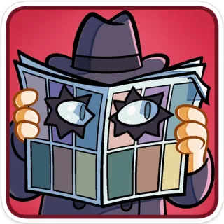 👀 de40936e cartoon, spy, newspaper, hat, mystery, hidden, detective whatsapp sticker
