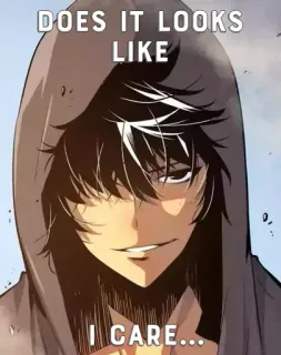 💀 395eb128 DOES IT LOOKS LIKE I CARE... Anime, Mangá, Cuidado, Atitude, Moletom com capuz telegram sticker