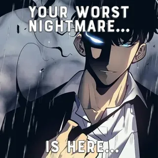 ☠ 5fb58aca YOUR WORST NIGHTMARE... IS HERE... manhwa, pesadelo, sombrio, fantasia, estilo anime telegram sticker