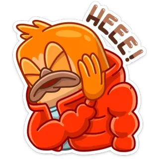 🙅‍♂ 1f556ed8 HEEE! Cartone animato, Ornitorinco, Arancione, Giacca, Risata, Ah ah telegram sticker