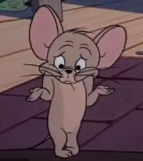 🤷‍♀️ 402f9594 Jerry Mouse Tom and Jerry Мультфильм, Мышь, Животное, Грустный, Пожимает плечами telegram sticker