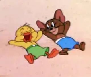 😎 5a891365 Jerry Mouse Tom and Jerry мультфильм, мышь, утёнок, пляж, лето, отдых telegram sticker