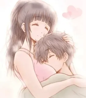 🥺 084c4d52 anime, hug, romance, love, couple whatsapp sticker