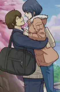 ☺️ 260cca42 anime, couple, romance, cartoon, characters, embrace, love whatsapp sticker