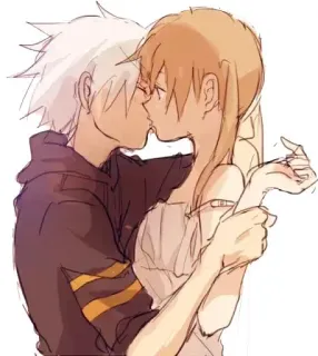 😌 6950a16d kissing, love, romance, anime, cartoon whatsapp sticker