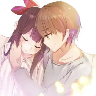 😗 6b35f7f1 anime, couple, romance, cartoon, love whatsapp sticker