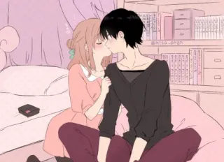 🥺 fca683ec anime, kiss, romance, couple, love, cute whatsapp sticker