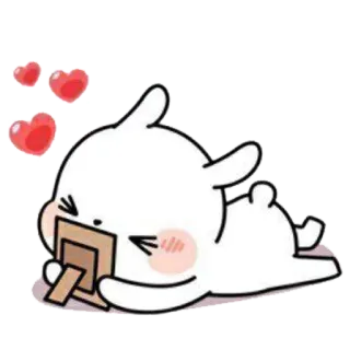 😘 458e71c8 królik, miłość, serca, słodki, kreskówka, zwierzę, postać telegram sticker