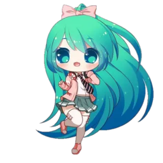 💃 61e39496 Chibi, Anime, Kawaii, Słodkie, Kreskówka, Manga, Dziewczyna, Postać telegram sticker