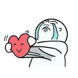 ❤ 80ae7571 Kreskówka, Serce, Płacz, Smutny, Miłość, Emoji telegram sticker