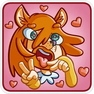 ✌ 1ace640d gatto, cartone animato, cuore, amore, simbolo pace, carino telegram sticker