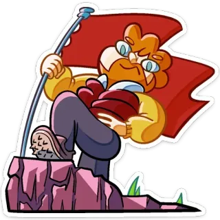 🚩 9164287f cartone animato, bandiera, personaggio, avventura, leader, montagna telegram sticker