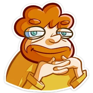 😏 9cc5ce9c cartone animato, personaggio, rosso, arancione, adesivo, espressione facciale, soddisfatto telegram sticker