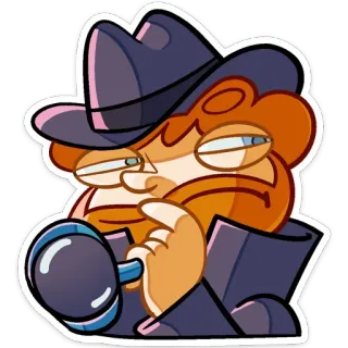 🤔 f94ae4bd detective, lente d'ingrandimento, cartone animato, cappello, investigatore, divertente telegram sticker