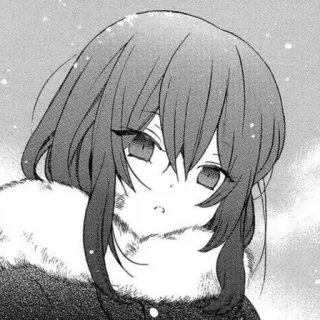 ⛓ 451f160b Аниме, Манга, Девушка, Зима, Снег, Грустно, Меховой воротник telegram sticker
