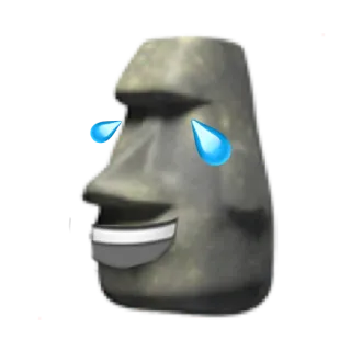 😂 91c23e7a эмодзи, моаи, плачущий, смех, мем, каменная голова whatsapp sticker