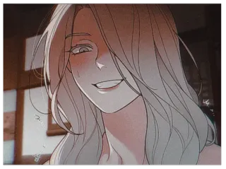 😈 5c444b13 femme, sourire, cheveux longs, sourire narquois, animé, manga telegram sticker