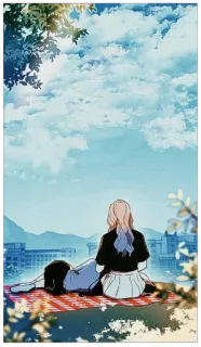 😴 905e1e7e pique-nique, ciel, nature, extérieur, anime, deux personnes telegram sticker