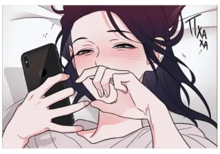 ☺ a80e5bf0 ПТХА animé, femme, endormi, heureux, lit telegram sticker