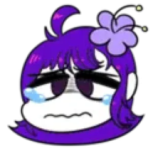 🥺 388dd05e anime, khóc, buồn, tóc tím, cảm xúc, hoạt hình telegram sticker