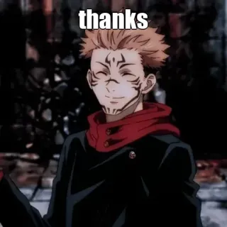 😊 9a6106f7 Ryomen Sukuna Jujutsu Kaisen thanks anime, cảm ơn, sukuna, jujutsu kaisen, manga telegram sticker