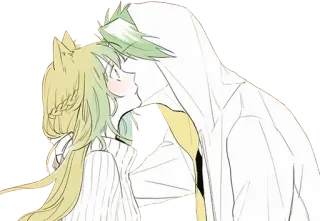 ❤️ e33297a4 Anime, Pocałunek, Para, Miłość, Kawaii, Słodkie telegram sticker