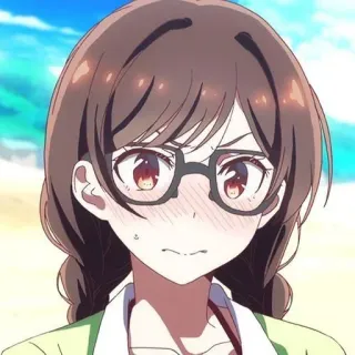 🍫 2c25a4ff Ruka Sarashina Rent-A-Girlfriend Anime, Mädchen, Brille, Süß, Erröten, Verlegen telegram sticker