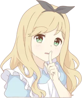 🤔 290c44eb Anime, Meisje, Schattig, Blond, Vinger, Shhh, Stil telegram sticker