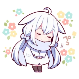 🤔 35be5d93 Anime, Chibi, Schattig, Kawaii, Bloemen, Sjaal telegram sticker