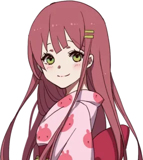 🤔 6328a6ec anime, meisje, roze haar, schattig, personage, lang haar telegram sticker