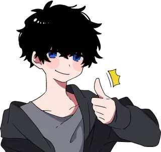 🤔 7c6827bd Anime, Duim omhoog, Jongen, Schattig, Goedkeuring telegram sticker
